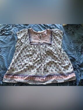 Gap Light Blue Floral Border Print Shirt